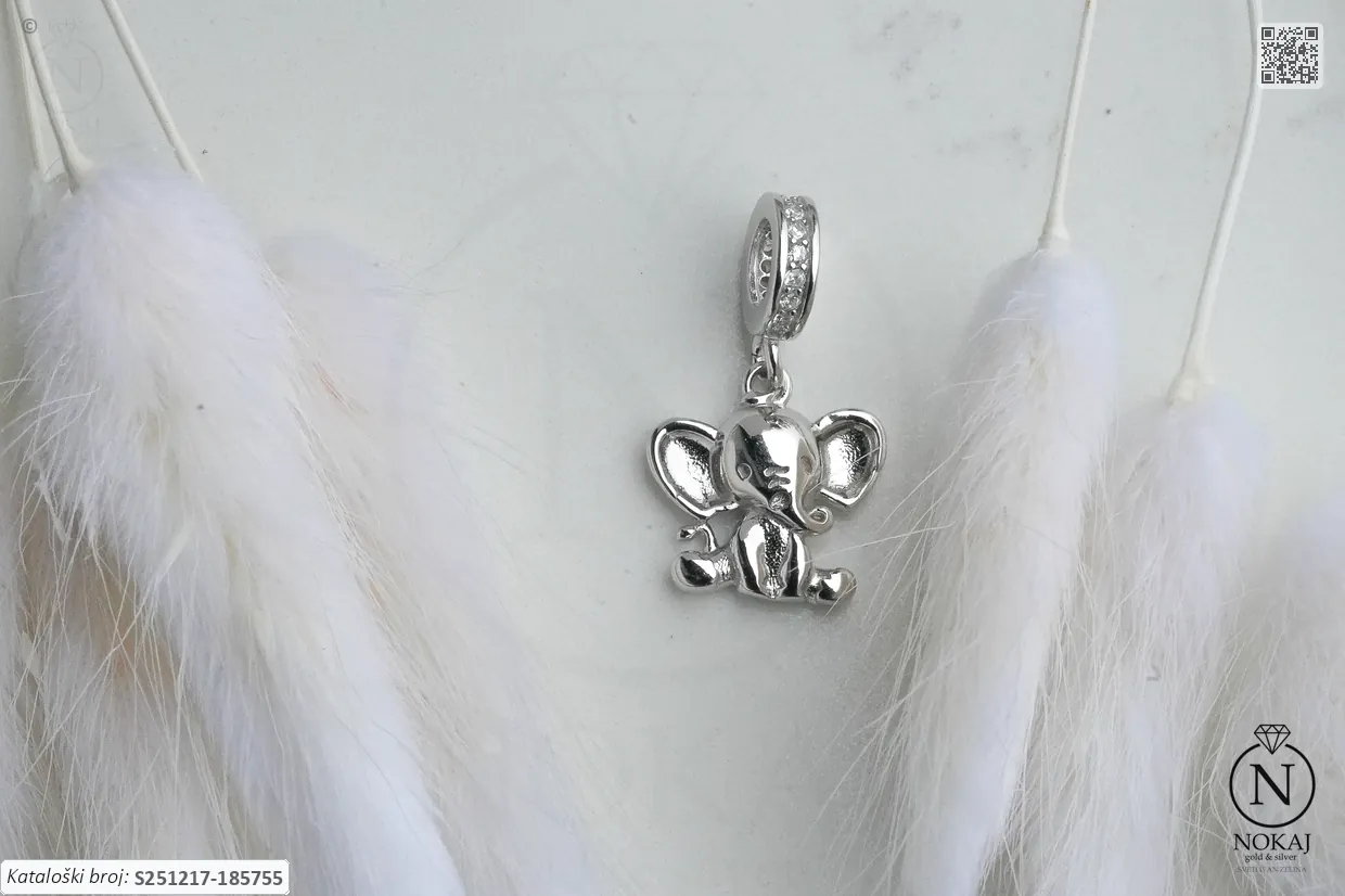 SREBRNI PRIVJESAK S CIRKONIMA - SLON (S251217-185755)