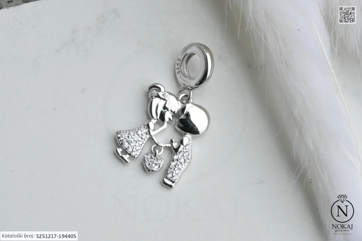 SREBRNI PRIVJESAK S CIRKONIMA - ZALJUBLJENI PAR (S251217-194405)