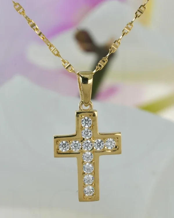 ZLATNA OGRLICA S CIRKONIMA - KRIŽ (Z251222-190610)