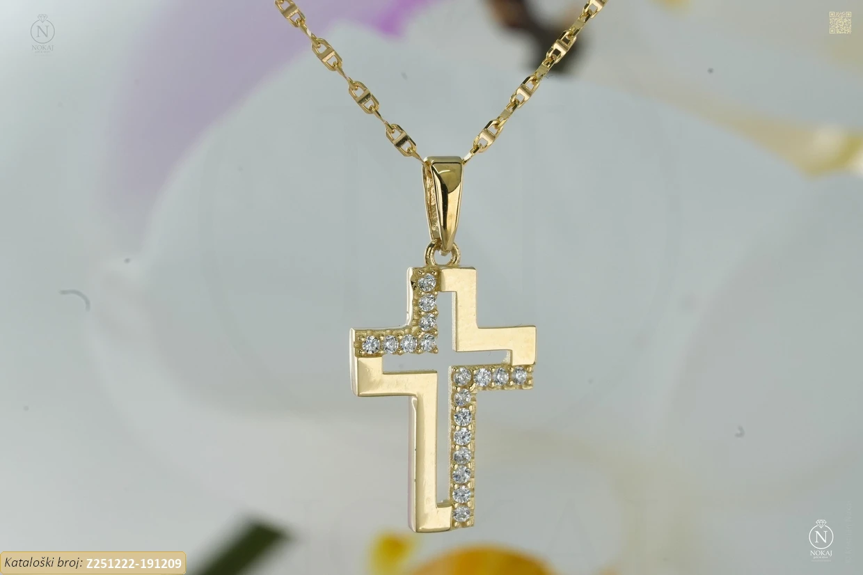 ZLATNA OGRLICA S CIRKONIMA - KRIŽ (Z251222-191209)