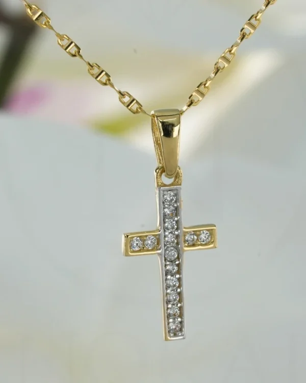 ZLATNA OGRLICA S CIRKONIMA - KRIŽ (Z251222-191425)