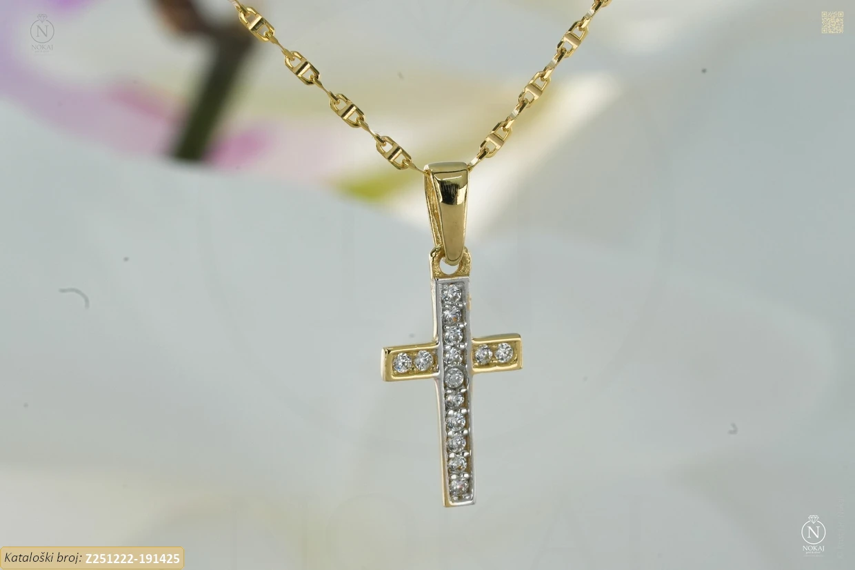 ZLATNA OGRLICA S CIRKONIMA - KRIŽ (Z251222-191425)
