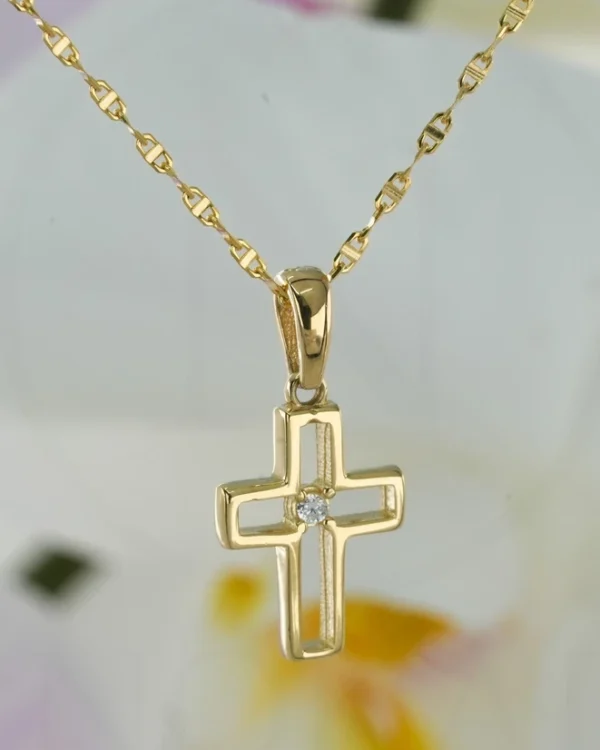 ZLATNA OGRLICA S CIRKONOM - KRIŽ (Z251222-191555)