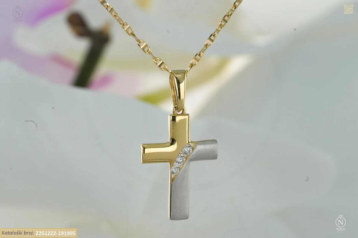 ZLATNA OGRLICA S CIRKONIMA - KRIŽ (Z251222-191905)
