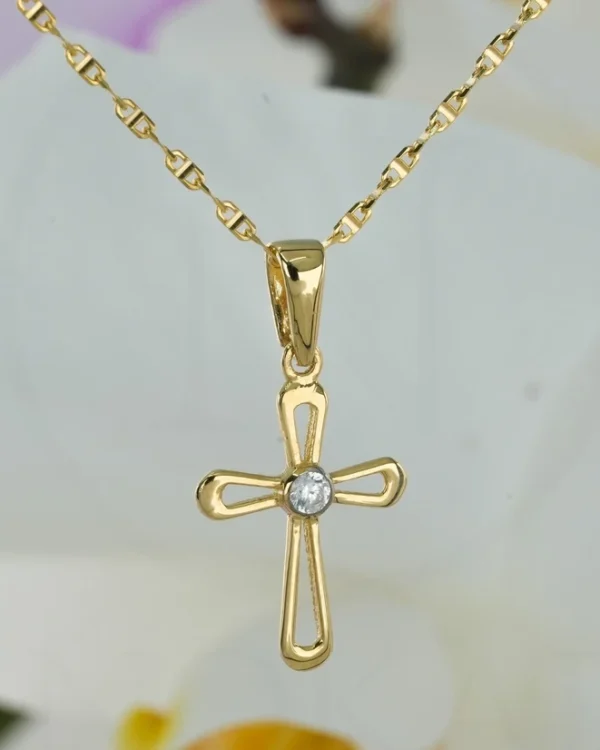 ZLATNA OGRLICA S CIRKONOM - KRIŽ (Z251222-192333)
