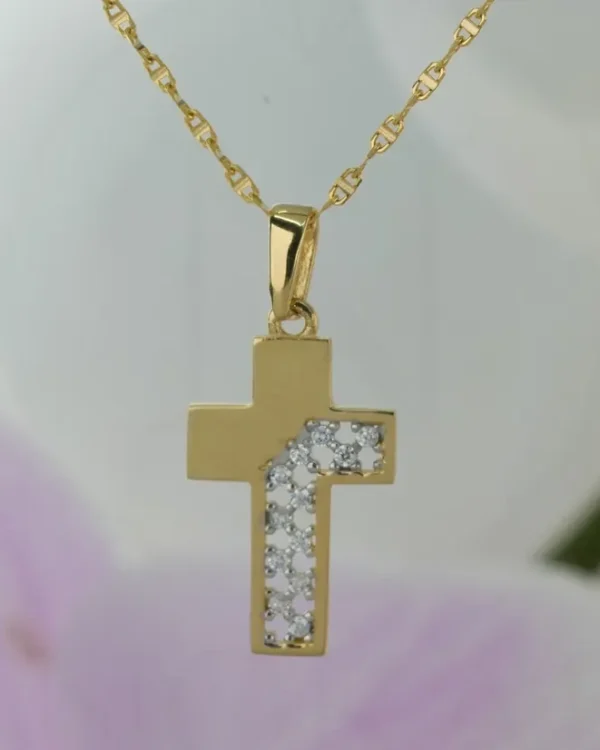 ZLATNA OGRLICA S CIRKONIMA - KRIŽ (Z251223-074636)