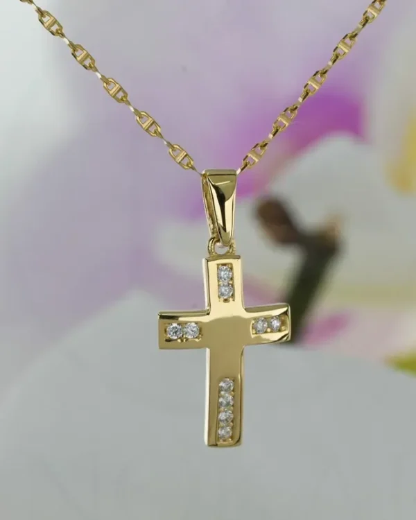 ZLATNA OGRLICA S CIRKONIMA - KRIŽ (Z251223-074816)