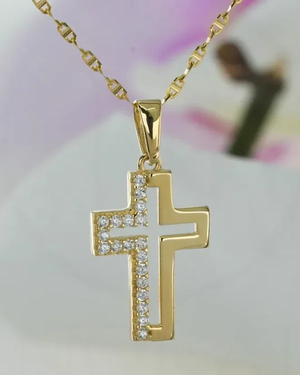 ZLATNA OGRLICA S CIRKONIMA - KRIŽ (Z251223-075603)