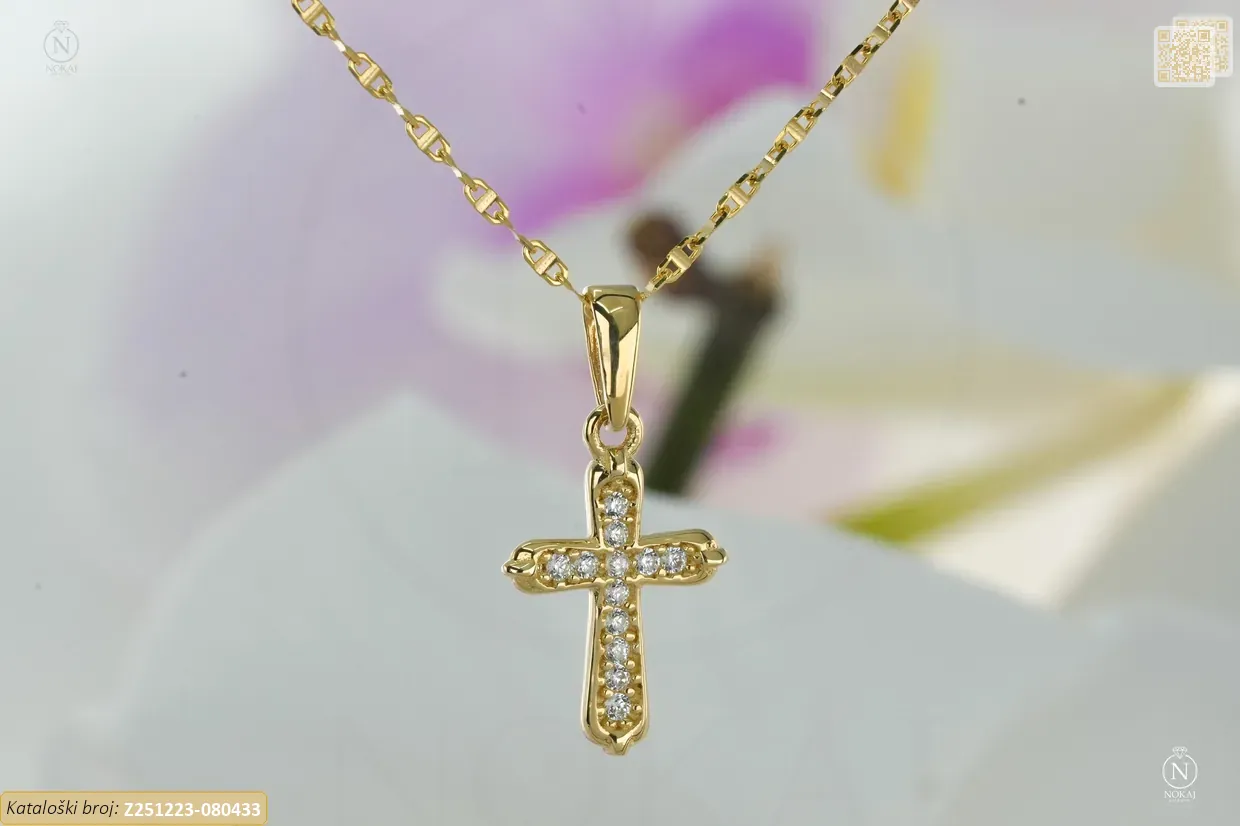 ZLATNA OGRLICA S CIRKONIMA - KRIŽ (Z251223-080433)