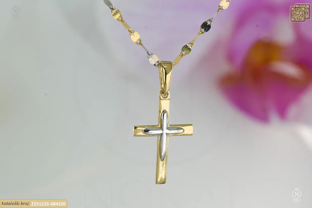 ZLATNA OGRLICA S CIRKONIMA - KRIŽ (Z251223-084320)