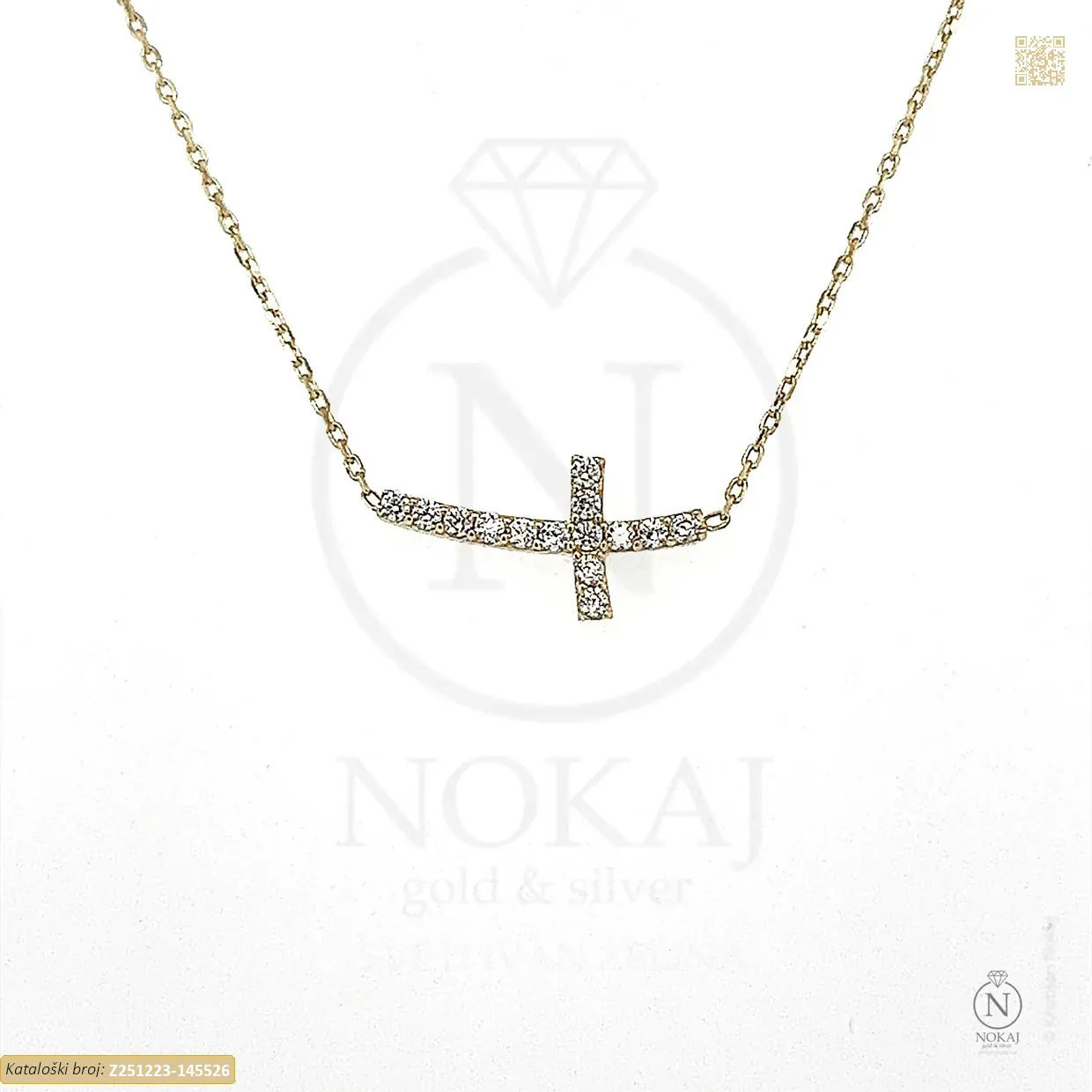 ZLATNA OGRLICA S CIRKONIMA - KRIŽ (Z251223-145526)