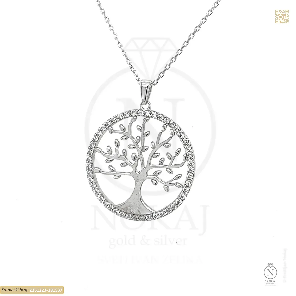 ZLATNA OGRLICA S CIRKONIMA - STABLO ŽIVOTA (Z251223-181537)