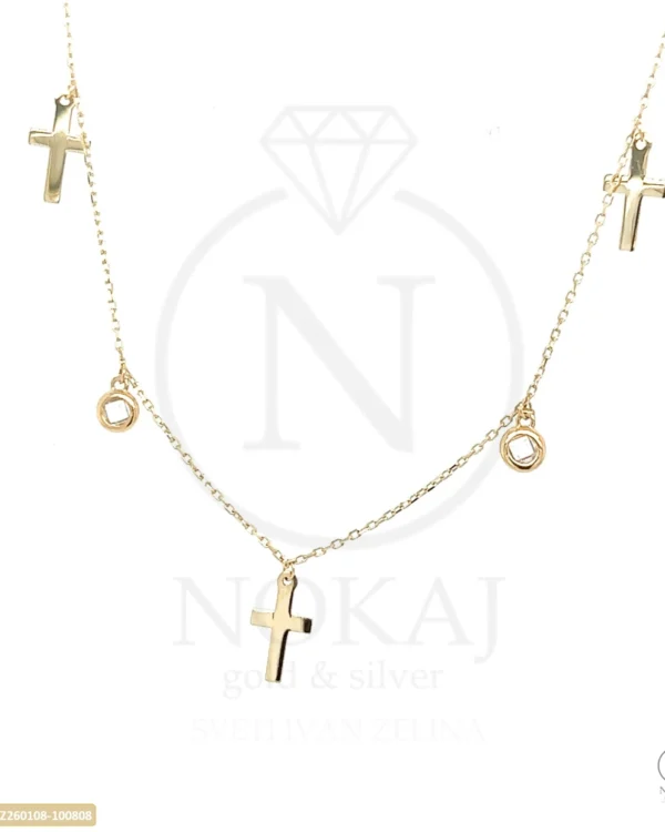 ZLATNA OGRLICA S CIRKONIMA - KRIŽ (Z260108-100808)