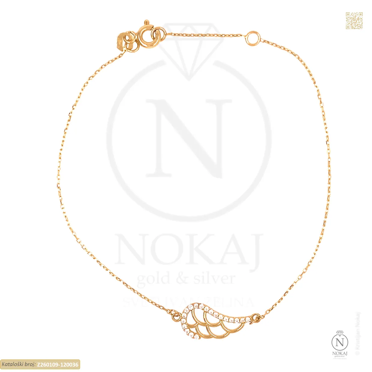 ZLATNA NARUKVICA S CIRKONIMA - ANĐELOVA KRILA (Z260109-120036)