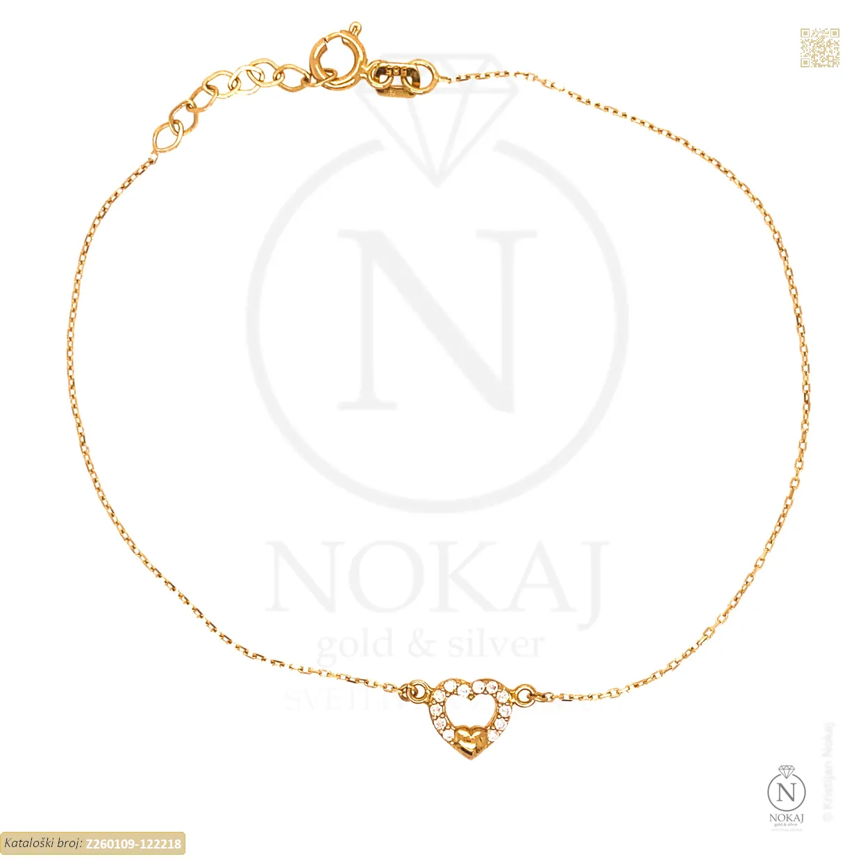 ZLATNA NARUKVICA S CIRKONIMA - SRCE (Z260109-122218)