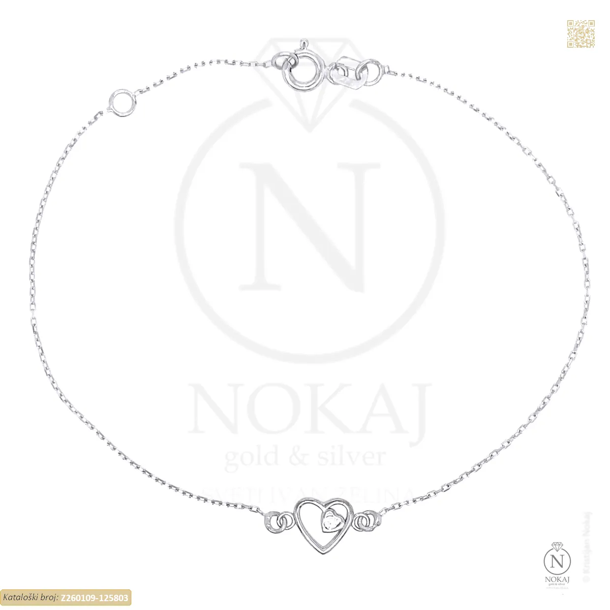 ZLATNA NARUKVICA S CIRKONOM - SRCE (Z260109-125803)