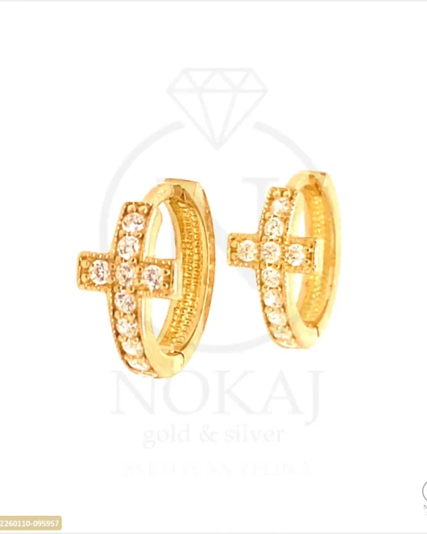 ZLATNE NAUŠNICE S CIRKONIMA - KRIŽ (Z260110-095957)