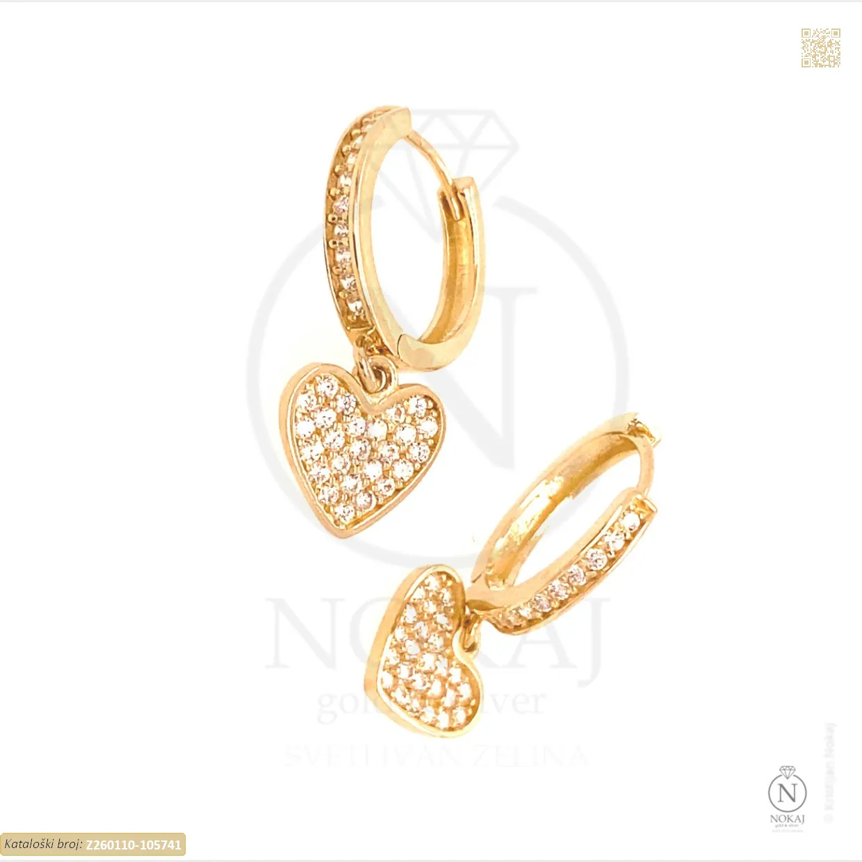 ZLATNE NAUŠNICE S CIRKONIMA - SRCE (Z260110-105741)