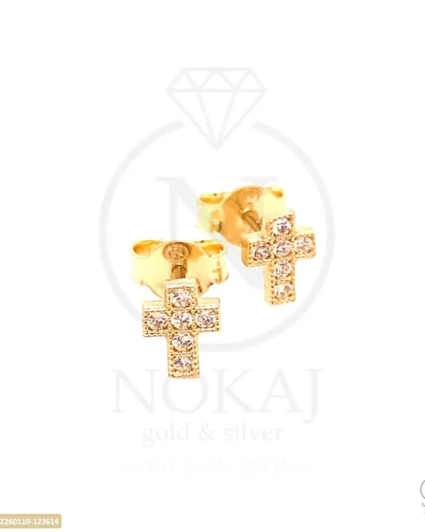 ZLATNE NAUŠNICE S CIRKONIMA - KRIŽ (Z260110-123614)