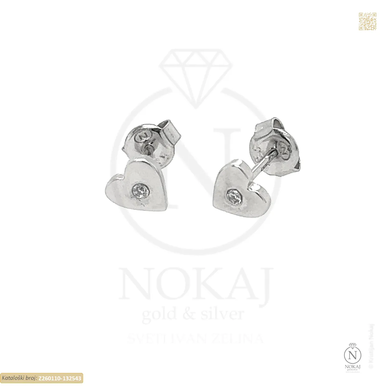 ZLATNE NAUŠNICE S CIRKONOM - SRCE (Z260110-132543)
