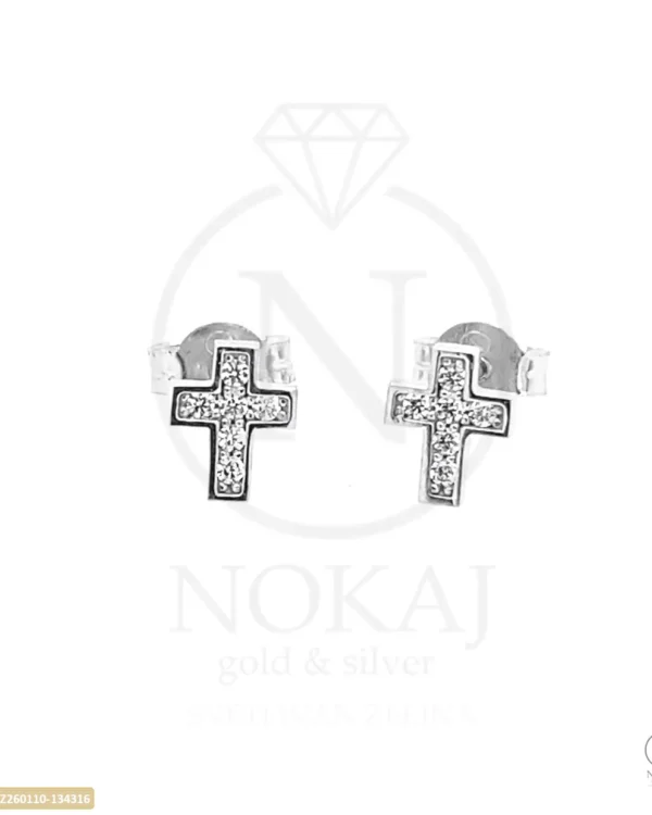 ZLATNE NAUŠNICE S CIRKONIMA - KRIŽ (Z260110-134316)