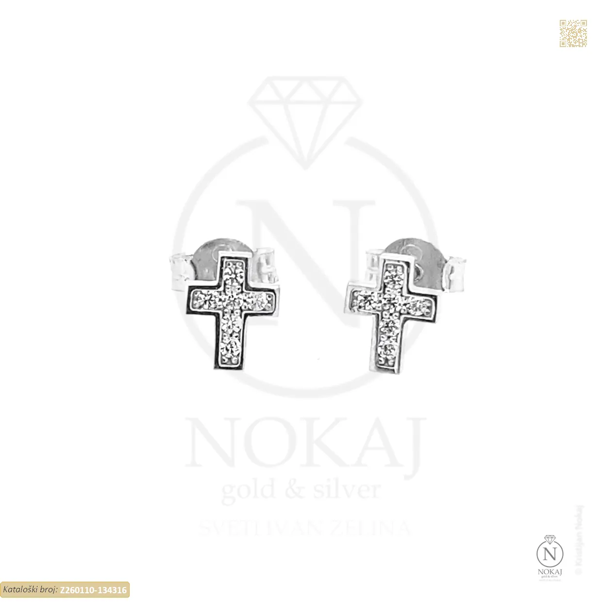 ZLATNE NAUŠNICE S CIRKONIMA - KRIŽ (Z260110-134316)