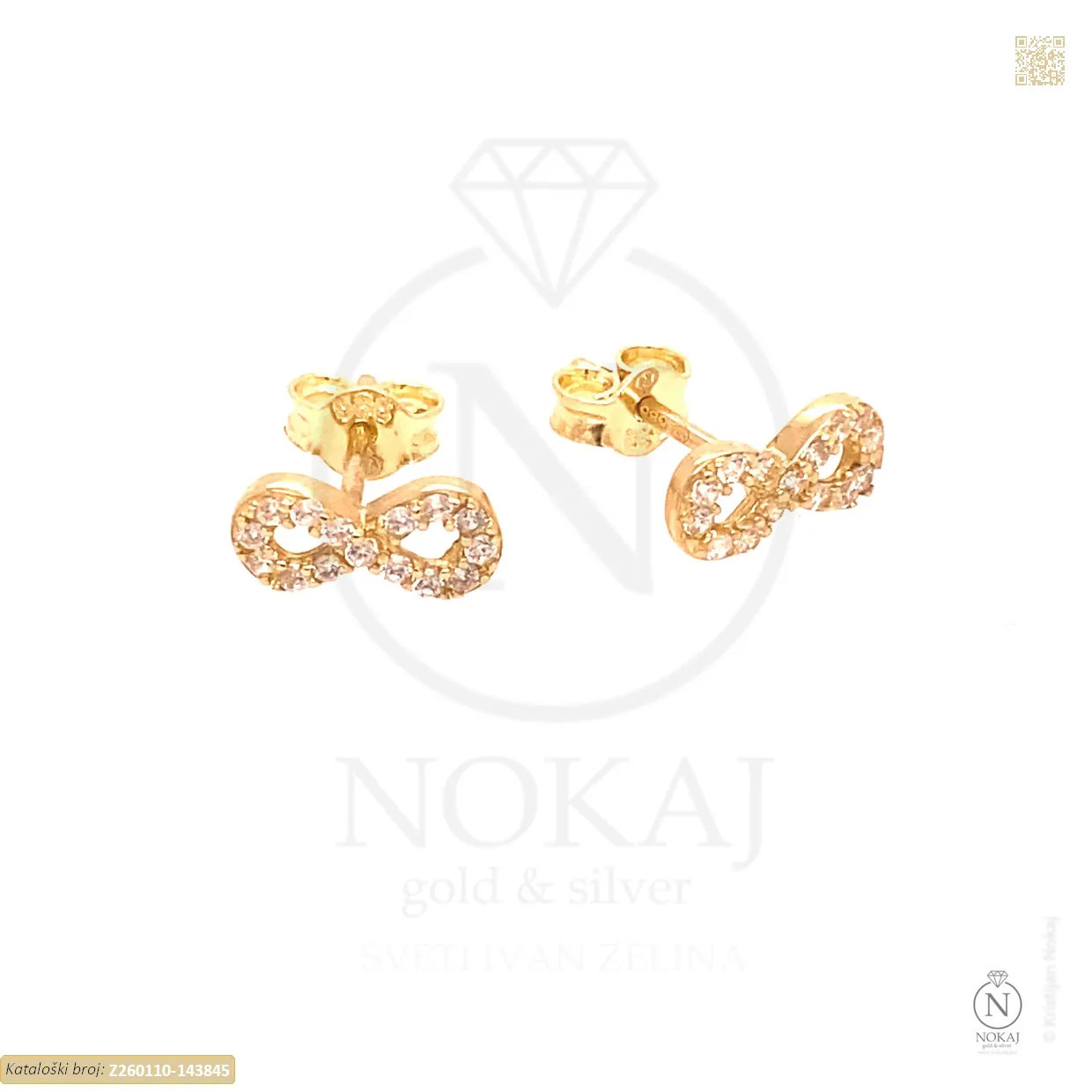 ZLATNE NAUŠNICE S CIRKONIMA - BESKONAČNOST (Z260110-143845)