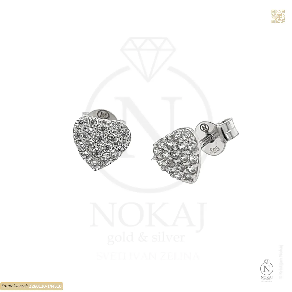 ZLATNE NAUŠNICE S CIRKONIMA - SRCE (Z260110-144510)