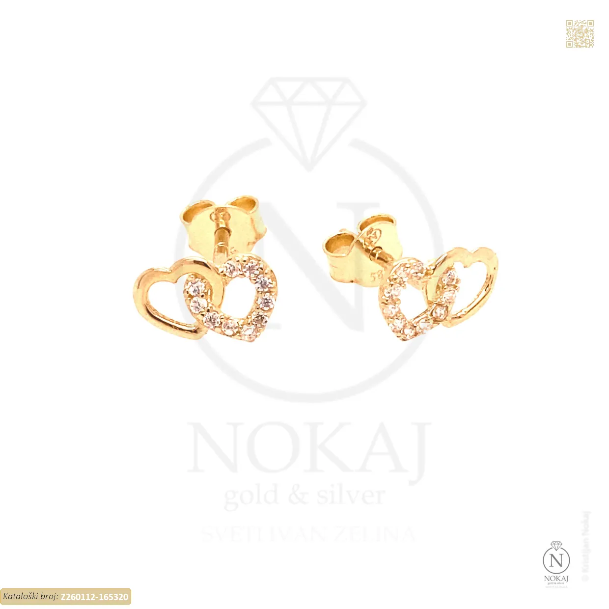 ZLATNE NAUŠNICE S CIRKONIMA - SRCE (Z260112-165320)