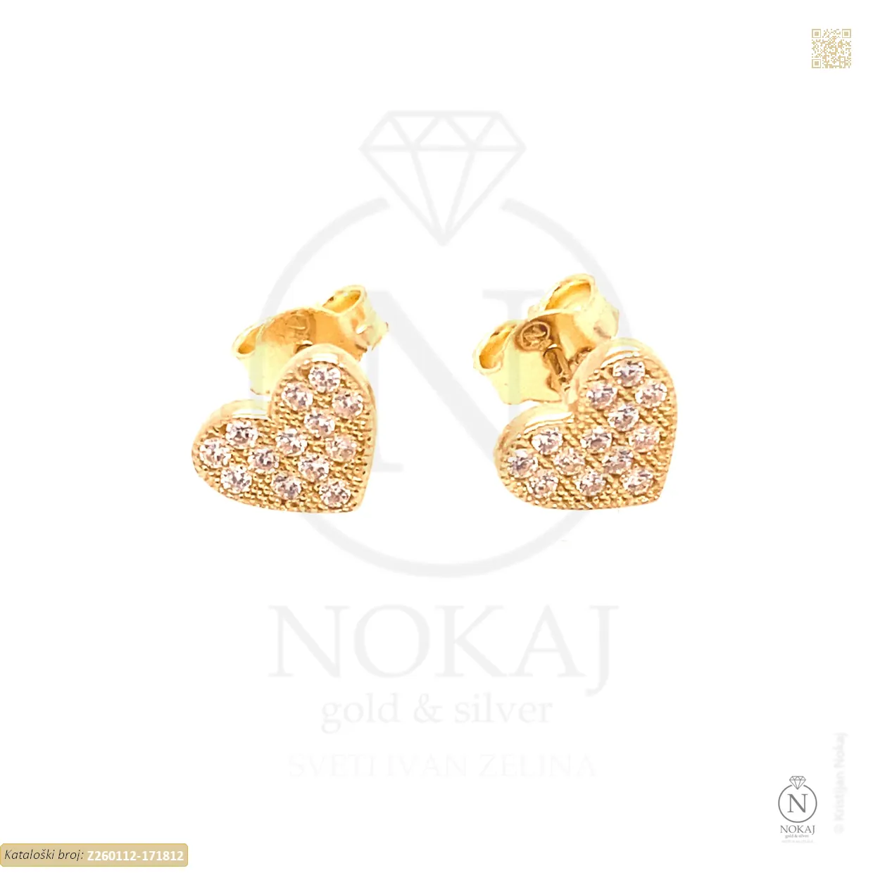 ZLATNE NAUŠNICE S CIRKONIMA - SRCE (Z260112-171812)