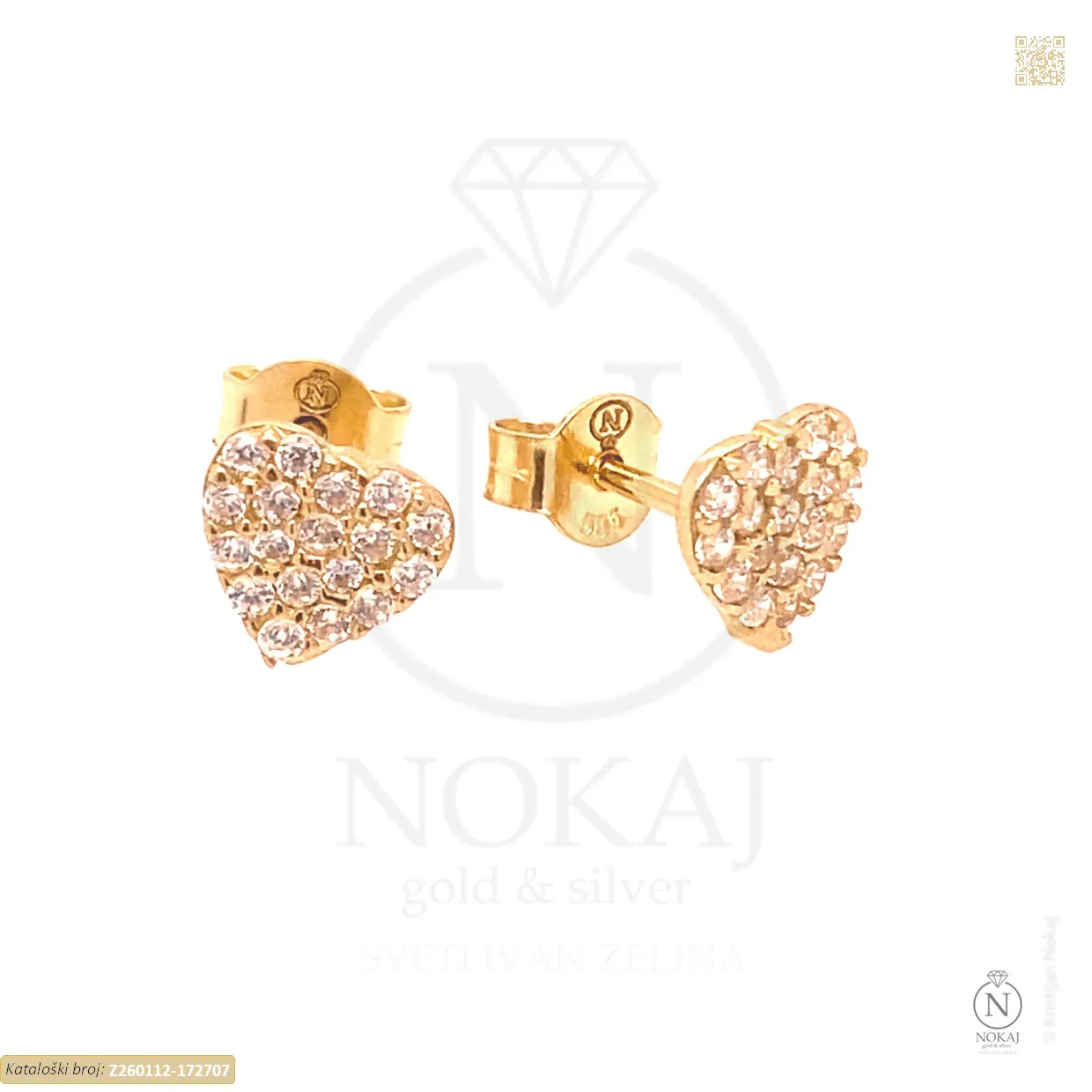 ZLATNE NAUŠNICE S CIRKONIMA - SRCE (Z260112-172707)