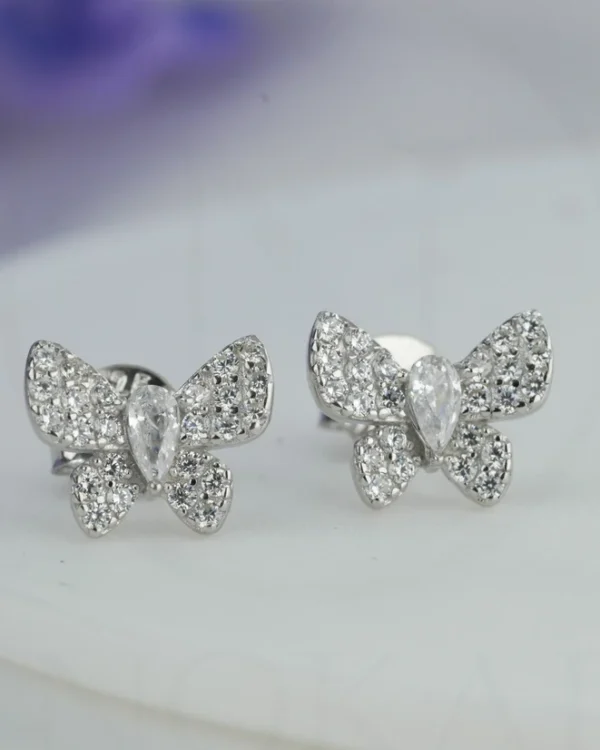 SREBRNE NAUŠNICE S CIRKONIMA - LEPTIR (S260120-142105)