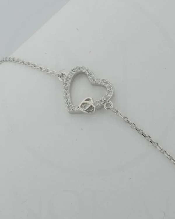 SREBRNA NARUKVICA S CIRKONOM - SRCE (S260130-184645)