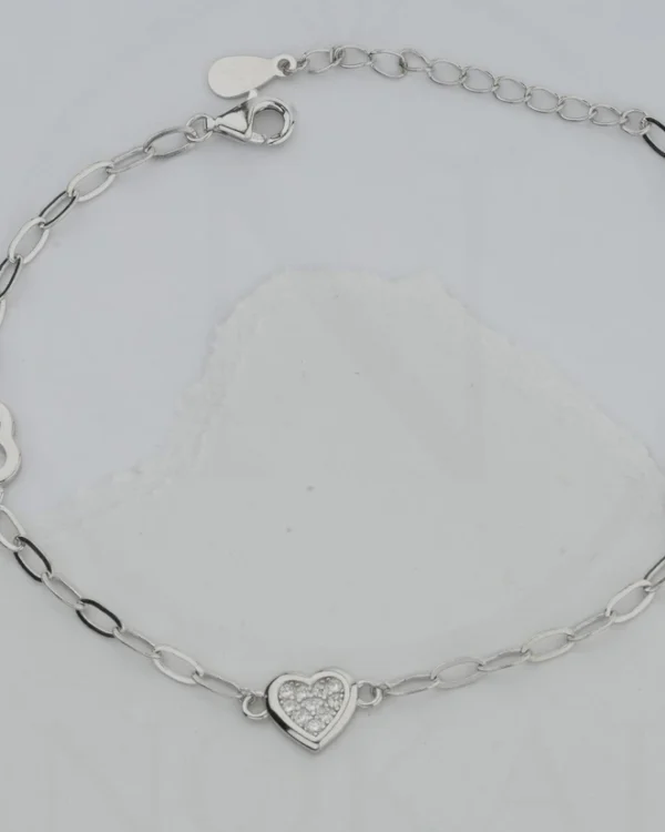 SREBRNA NARUKVICA S CIRKONOM - SRCE (S260130-184859)