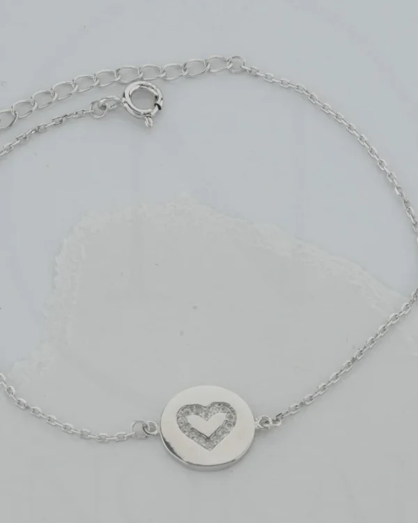 SREBRNA NARUKVICA S CIRKONOM - SRCE (S260130-185253)