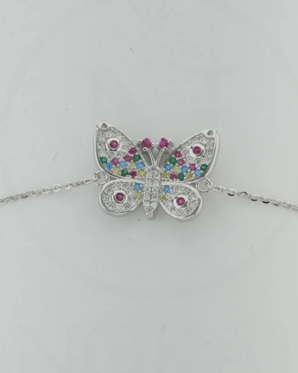 SREBRNA NARUKVICA S CIRKONIMA - LEPTIR (S260203-124820)