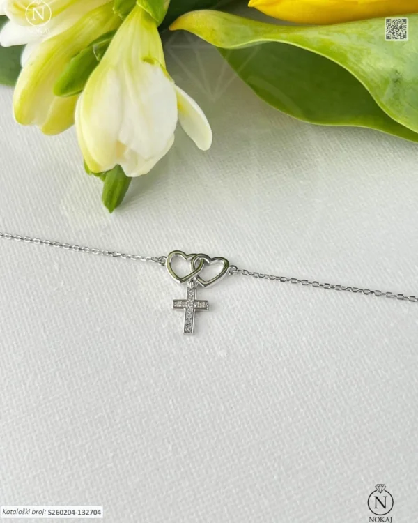 SREBRNA NARUKVICA S CIRKONIMA - SRCE (S260204-132704)