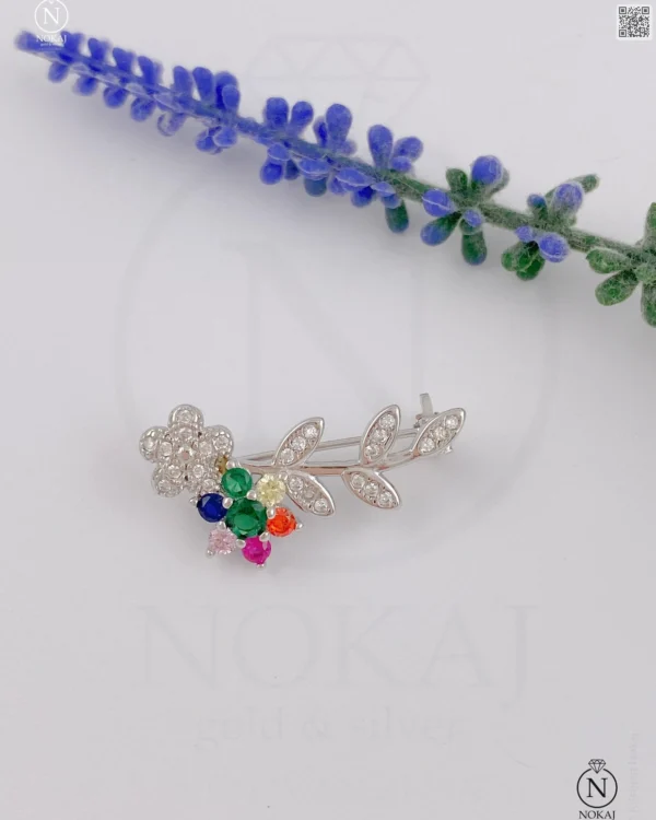 SREBRNI BROŠ S CIRKONIMA - CVIJET (S260205-140717)