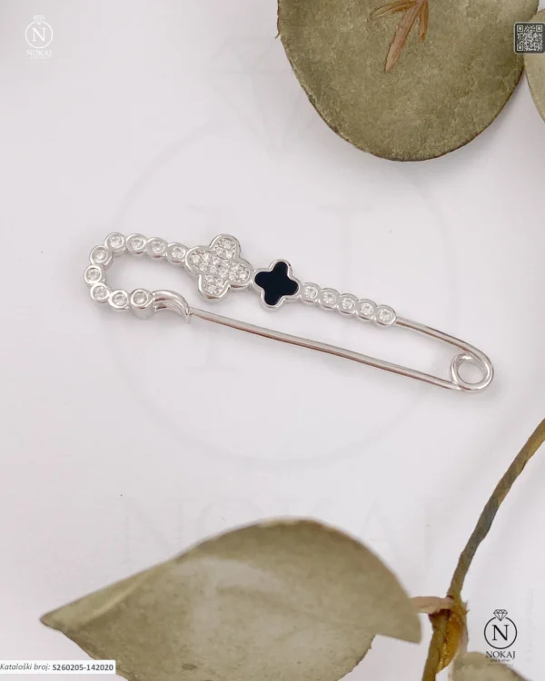 SREBRNI BROŠ S CIRKONIMA - DJETELINA (S260205-142020)