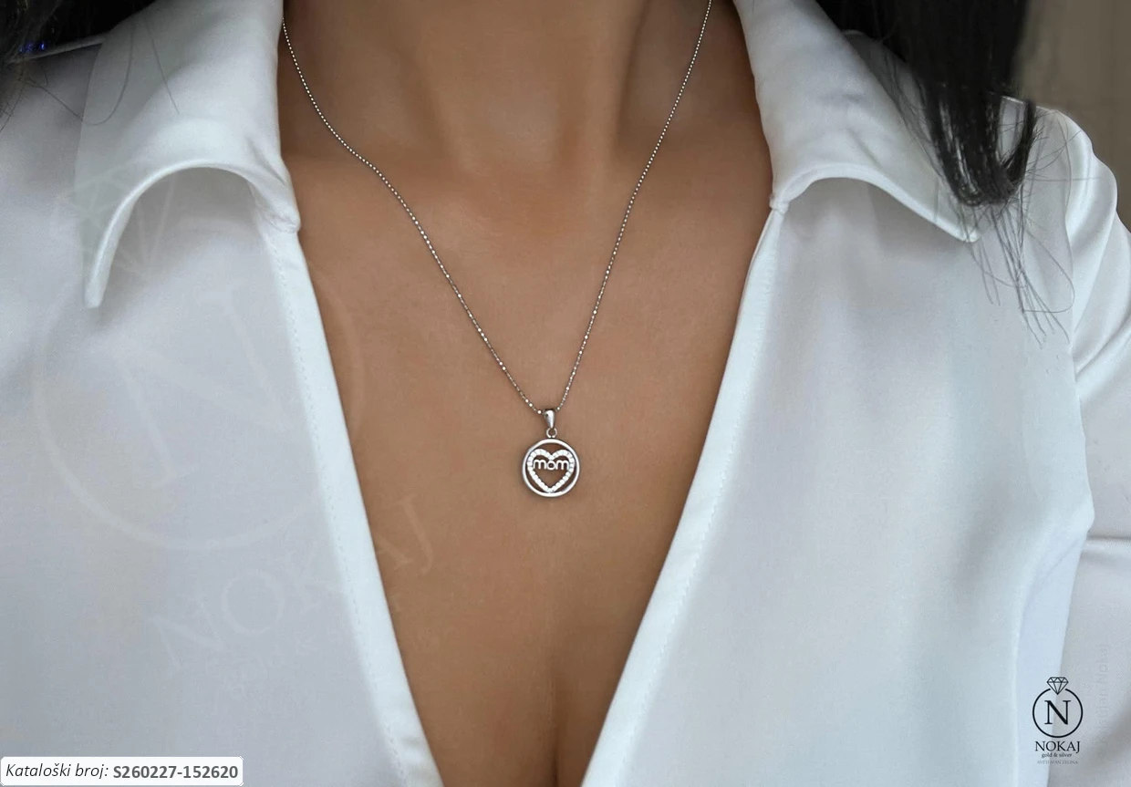 SREBRNA OGRLICA S CIRKONIMA - SRCE (S260227-152620) - Slika 2