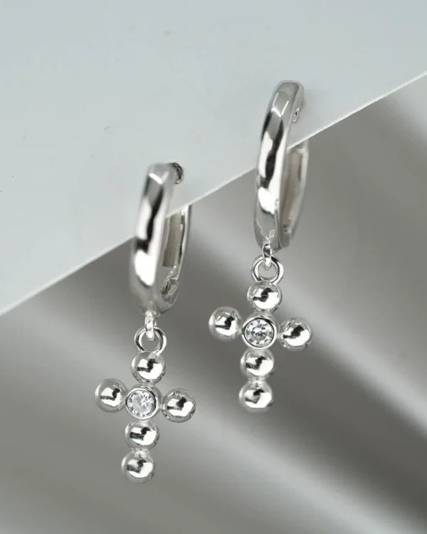 SREBRNE NAUŠNICE S CIRKONIMA - KRIŽ (S260302-135516)