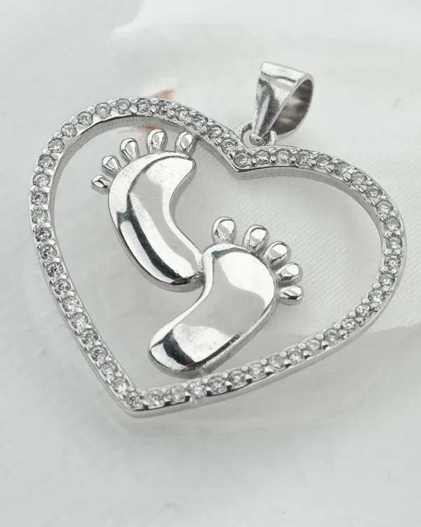 SREBRNI PRIVJESAK S CIRKONOM - DJEČJA STOPALA (S260309-162830)