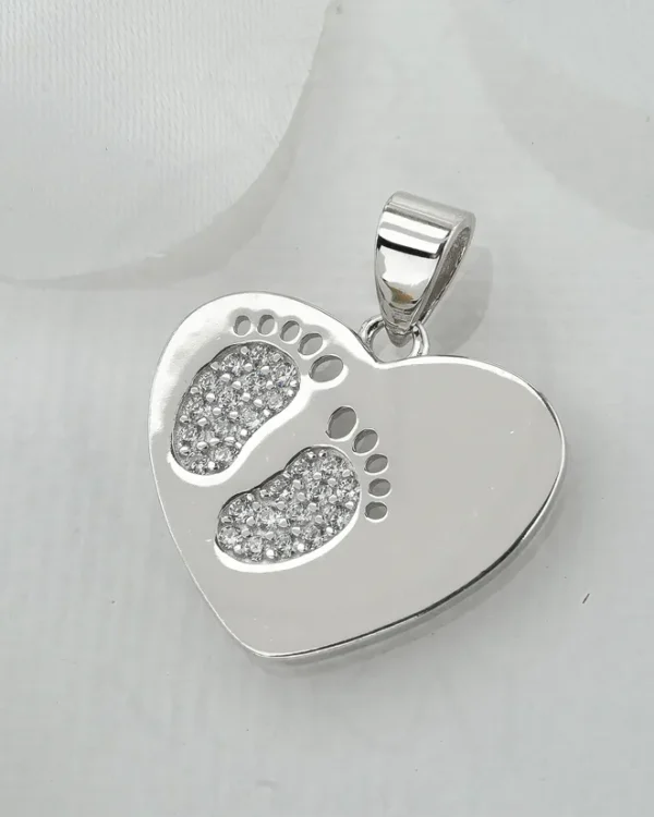 SREBRNI PRIVJESAK S CIRKONIMA - DJEČJA STOPALA (S260309-163519)