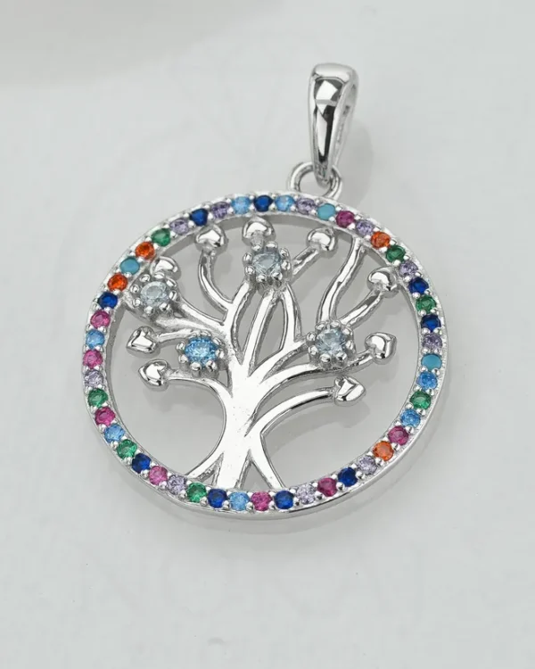 SREBRNI PRIVJESAK S CIRKONIMA - STABLO ŽIVOTA (S260310-184641)