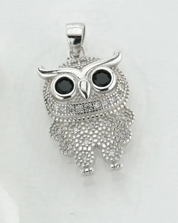 SREBRNI PRIVJESAK S CIRKONIMA - SOVA (S260317-125219)