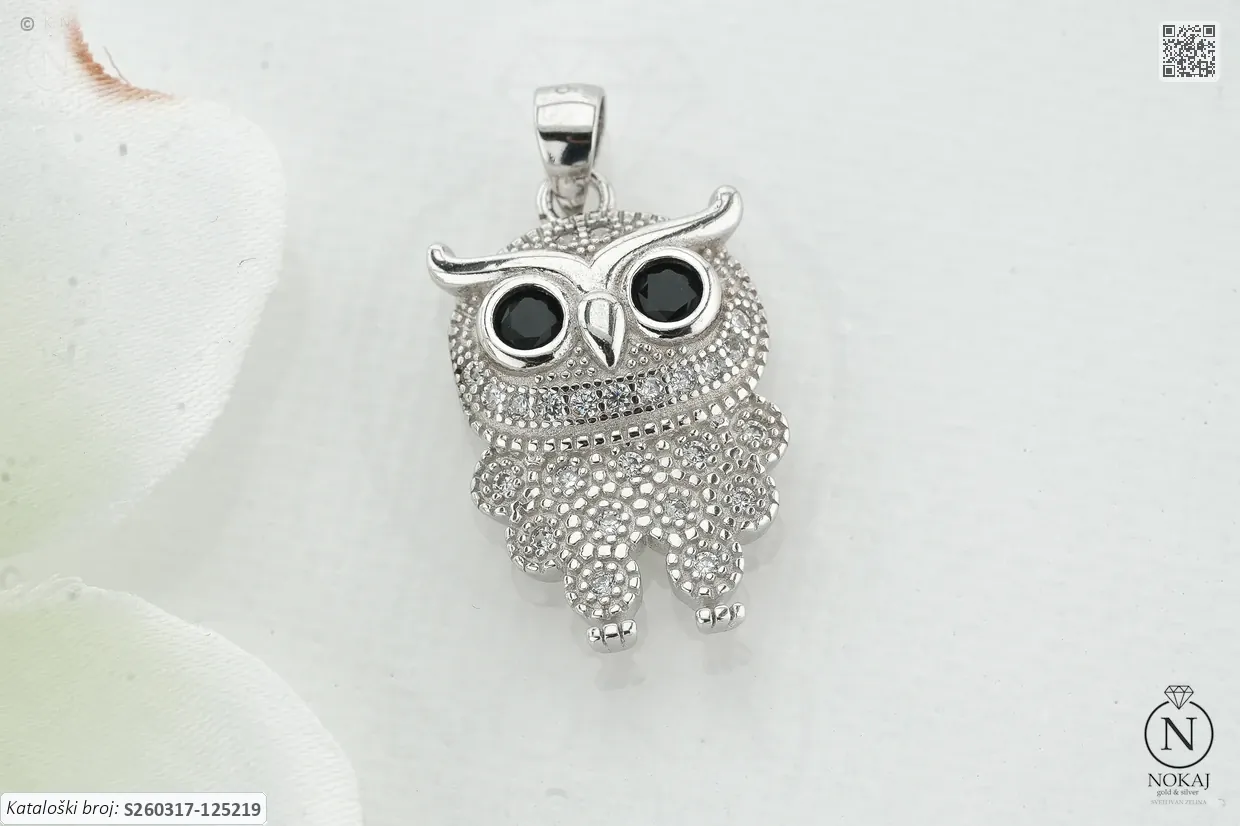 SREBRNI PRIVJESAK S CIRKONIMA - SOVA (S260317-125219)