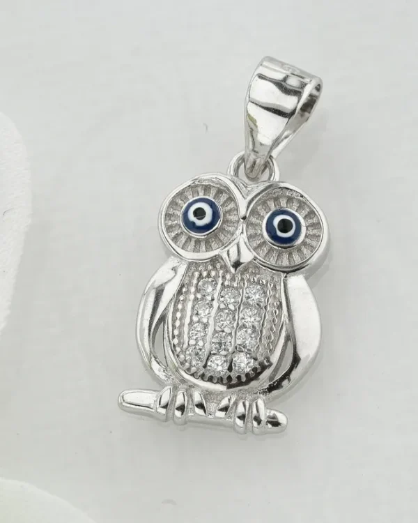 SREBRNI PRIVJESAK S CIRKONIMA - SOVA (S260317-125407)