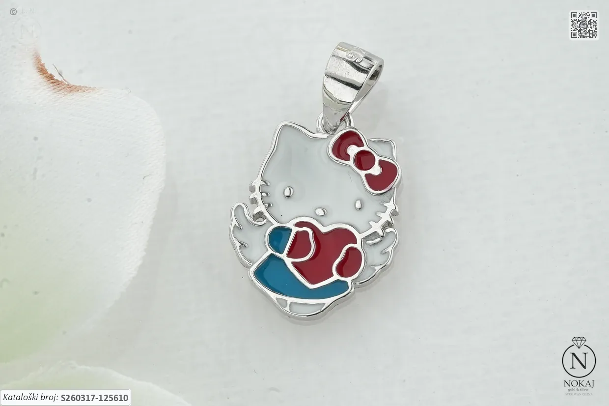 SREBRNI DJEČJI PRIVJESAK S CIRKONOM - STILIZIRANI MOTIV (S260317-125610)