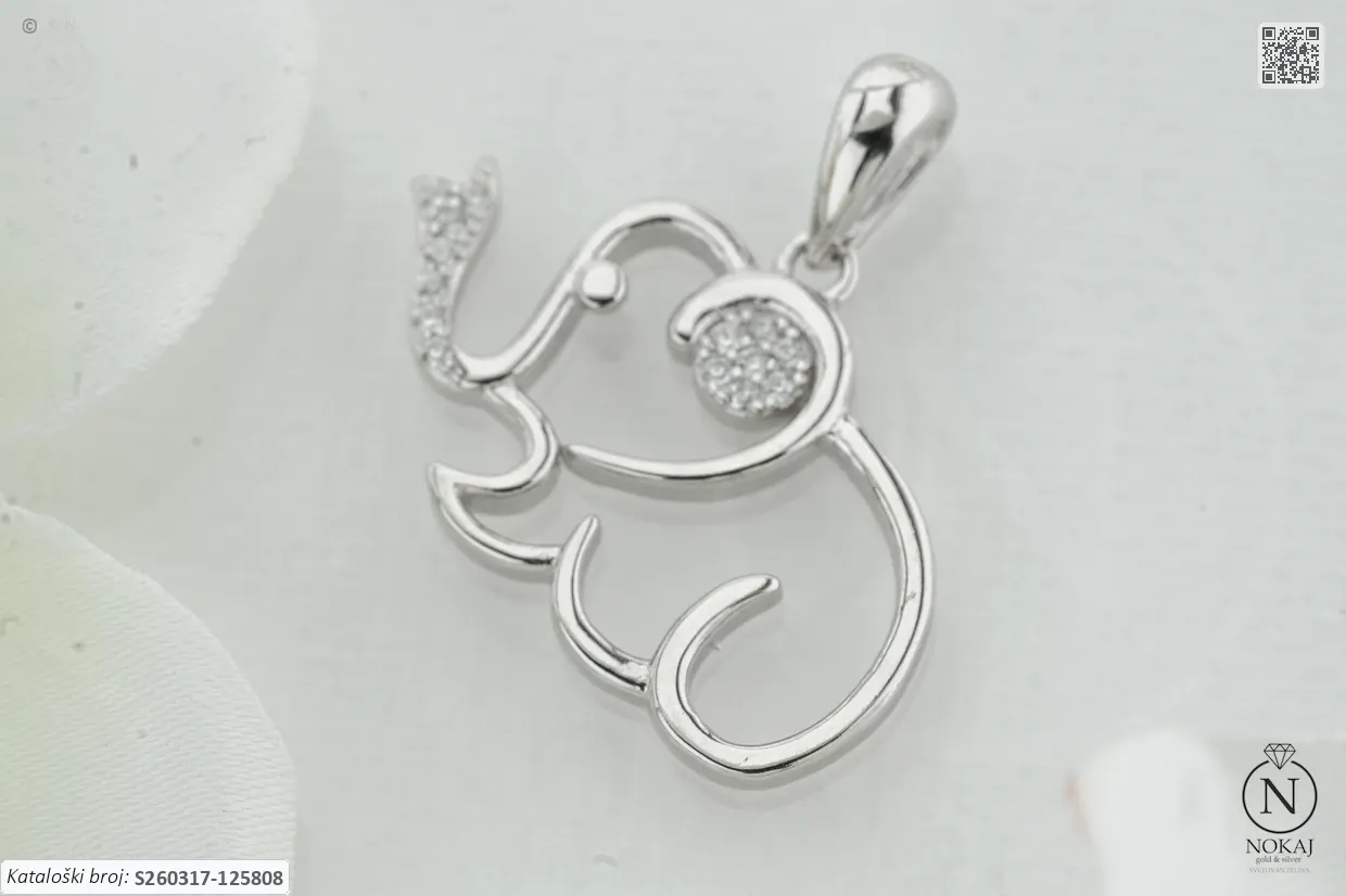 SREBRNI PRIVJESAK S CIRKONIMA - SLON (S260317-125808)