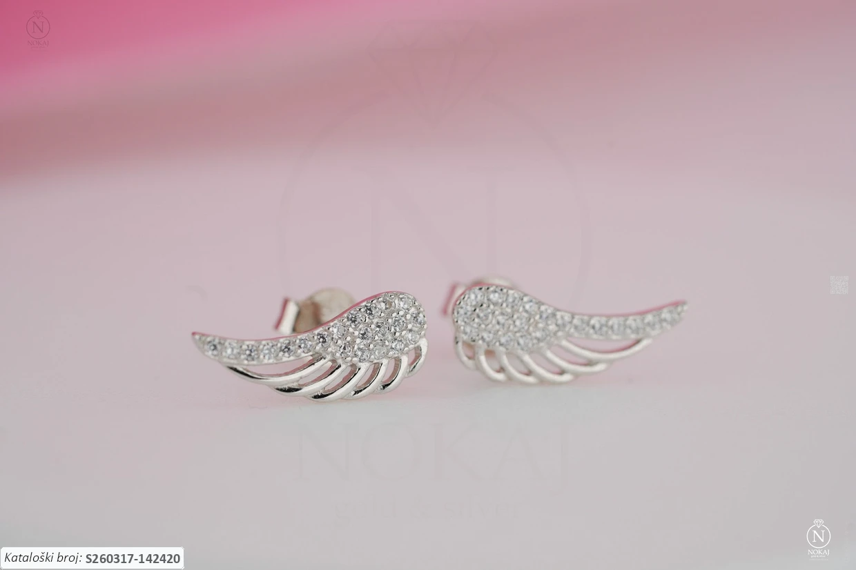 SREBRNE NAUŠNICE S CIRKONIMA - ANĐELOVA KRILA (S260317-142420)